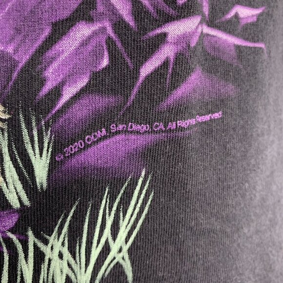 Howling Wolf Northern Lights T Shirt S Black Graphic Crewneck Short Sleeves - Picture 3 of 7